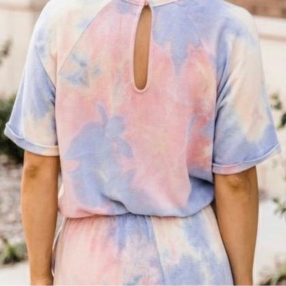 Pink Lily - Tie Dye Romper "Think a Happy Thought" - Picture 3 of 10